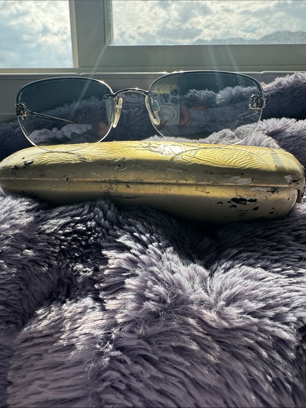 CHANEL Rimless Gradient Lens Sunglasses with Silver Accents